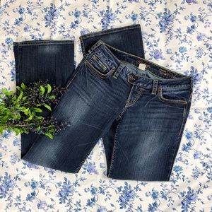 Dark Distressed Sz 29 Low & Slim Silver Jeans